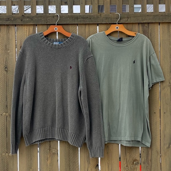 Polo Ralph Lauren Other - Polo by Ralph Lauren 90’s Forest Green Sweater and Shirt Bundle Men’s XL